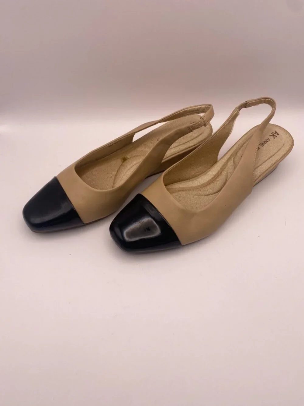 Anne Klein Women Monica Cap Toe Slingback Wedge Heel Sz 9